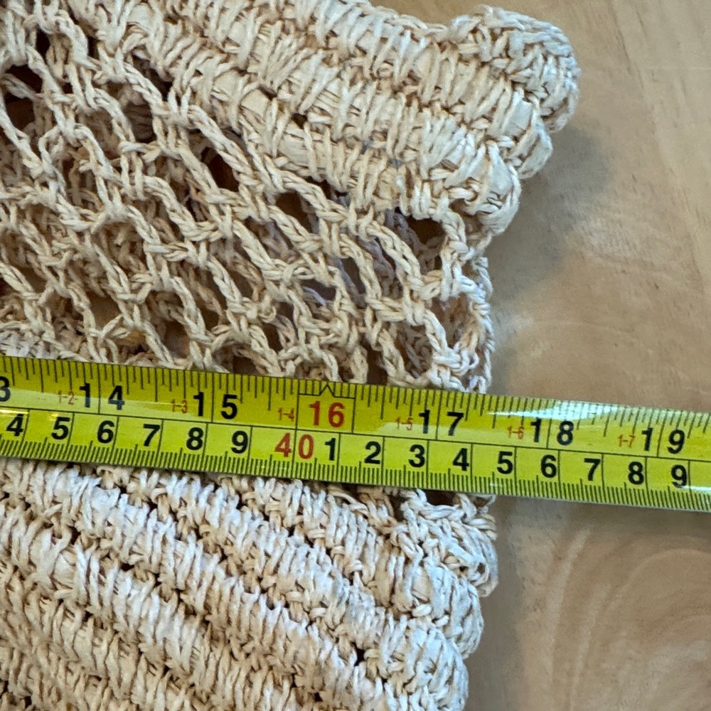 Lucky Brand Beige Crochet Tote Bag Cruise Beach Boho Nautical - Picture 6 of 6